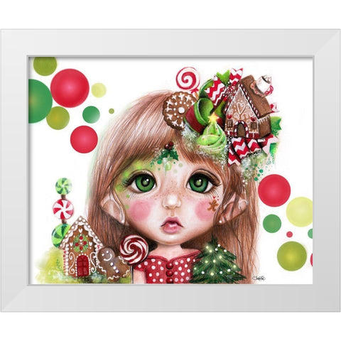 Ginger (Christmas) - MunchkinZ Elf White Modern Wood Framed Art Print by Sheena Pike Art