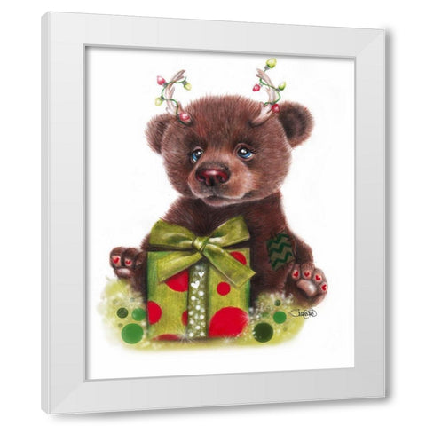 Bruno Bear-Rudolph Fan White Modern Wood Framed Art Print by Sheena Pike Art
