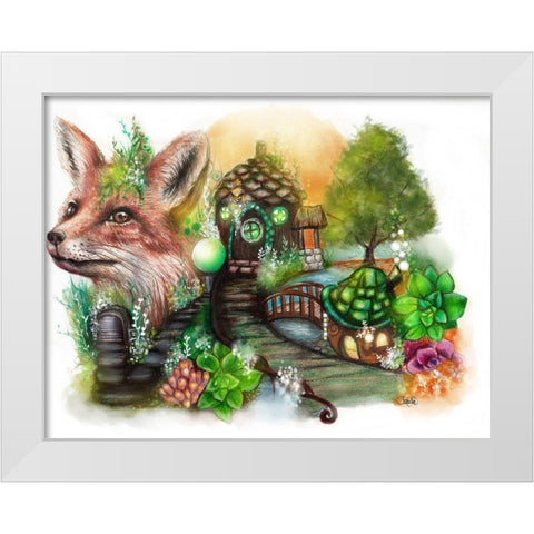 Fox Cottage White Modern Wood Framed Art Print by Sheena Pike Art