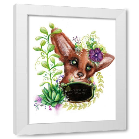 Blank Sign Fox White Modern Wood Framed Art Print by Sheena Pike Art