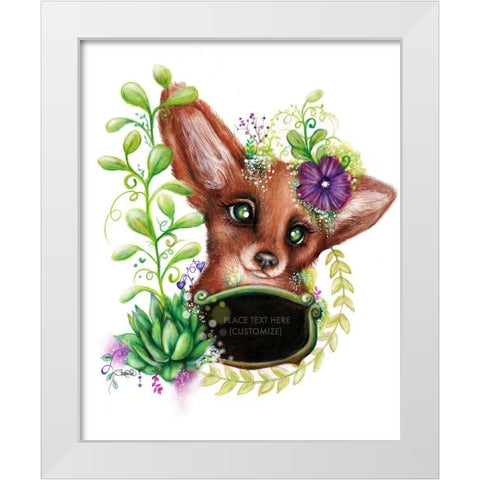 Blank Sign Fox White Modern Wood Framed Art Print by Sheena Pike Art