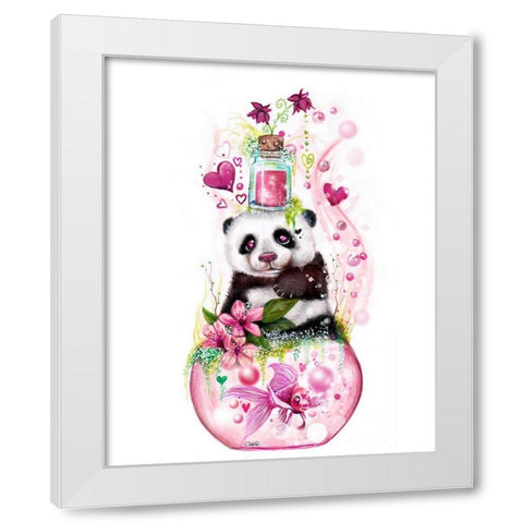 Panda Love Potion White Modern Wood Framed Art Print by Sheena Pike Art
