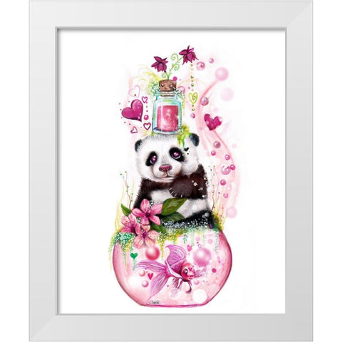Panda Love Potion White Modern Wood Framed Art Print by Sheena Pike Art