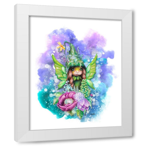 Green Fairy White Modern Wood Framed Art Print by Sheena Pike Art