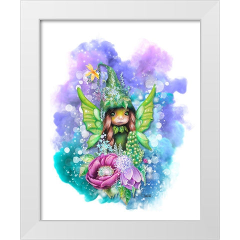 Green Fairy White Modern Wood Framed Art Print by Sheena Pike Art