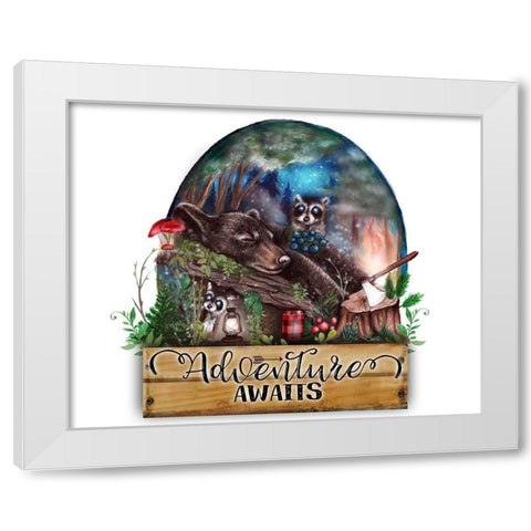 Adventure Awaits White Modern Wood Framed Art Print by Sheena Pike Art