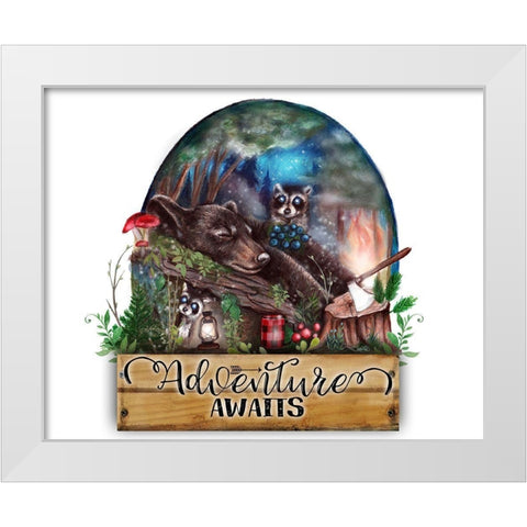 Adventure Awaits White Modern Wood Framed Art Print by Sheena Pike Art