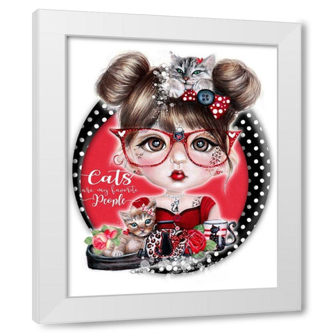 Cats are My Favorite People - Cat Crazy Chloe - MunchkinZ White Modern Wood Framed Art Print by Sheena Pike Art