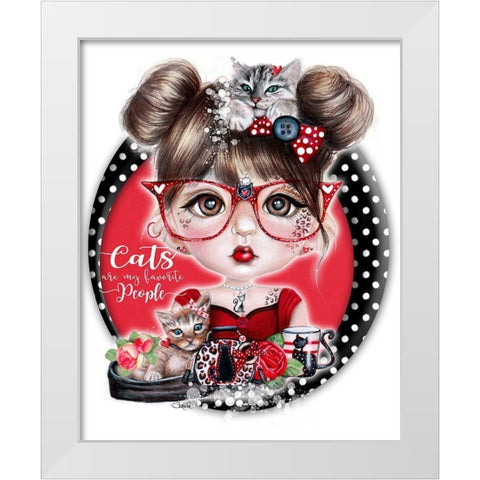 Cats are My Favorite People - Cat Crazy Chloe - MunchkinZ White Modern Wood Framed Art Print by Sheena Pike Art