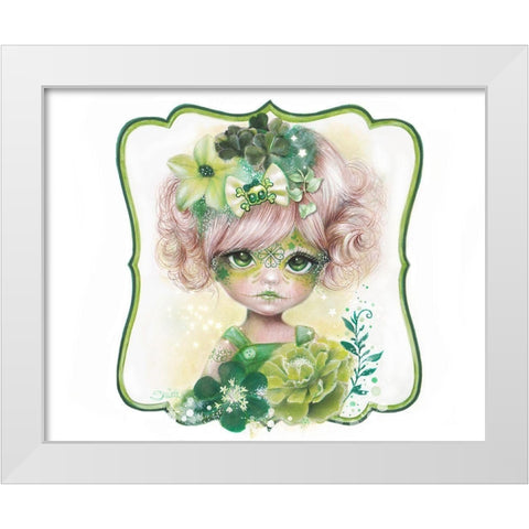 Sugar Sweeties - Green Clover White Modern Wood Framed Art Print by Sheena Pike Art
