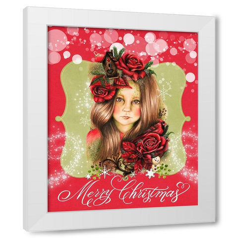 Merry Pixie Blossom - Merry Christmas White Modern Wood Framed Art Print by Sheena Pike Art