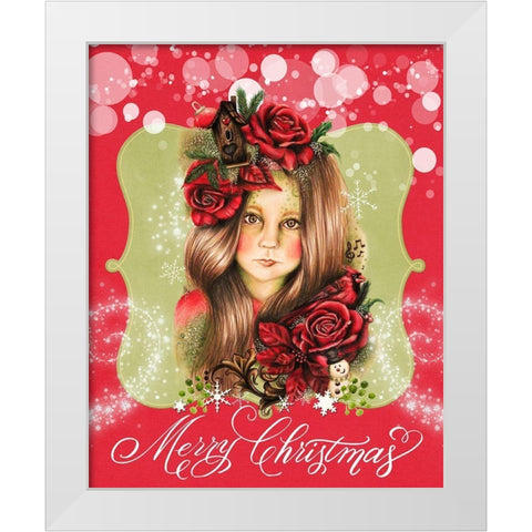 Merry Pixie Blossom - Merry Christmas White Modern Wood Framed Art Print by Sheena Pike Art