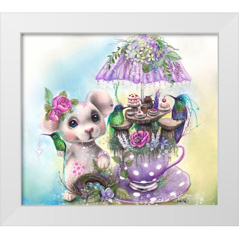 Wont You Join Us- Tea Collection White Modern Wood Framed Art Print by Sheena Pike Art