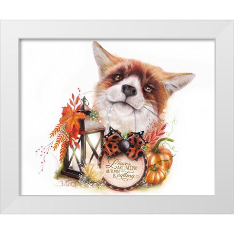 Autumn Greetings Fox White Modern Wood Framed Art Print by Sheena Pike Art