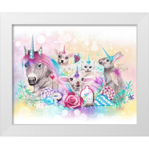 We All Just Want to be Unicorns White Modern Wood Framed Art Print by Sheena Pike Art