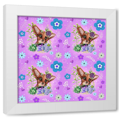 Garden Fox - Pattern White Modern Wood Framed Art Print by Sheena Pike Art