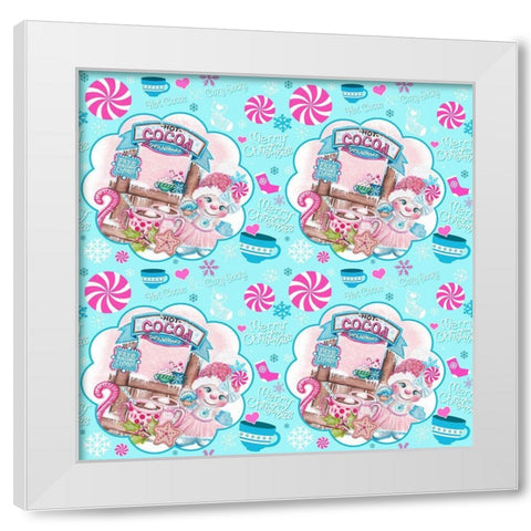 Santa Approved Cocoa - Snowman - Pattern White Modern Wood Framed Art Print by Sheena Pike Art