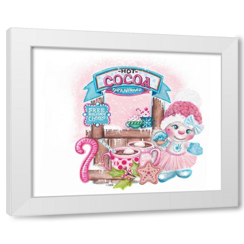 Santa Approved Cocoa - Snowman White Modern Wood Framed Art Print by Sheena Pike Art
