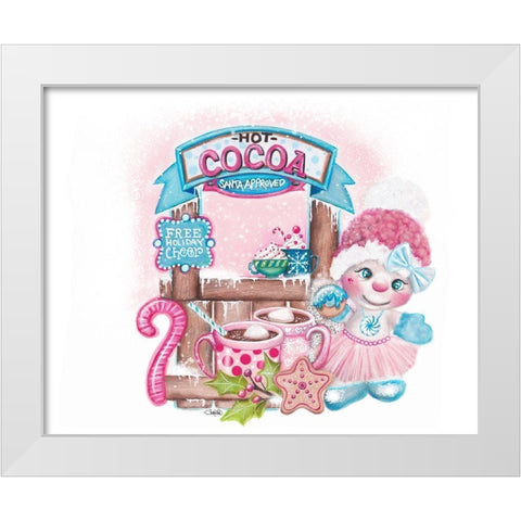 Santa Approved Cocoa - Snowman White Modern Wood Framed Art Print by Sheena Pike Art