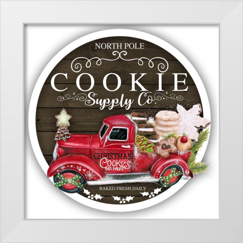 Cookie Supply Co Sign White Modern Wood Framed Art Print by Sheena Pike Art