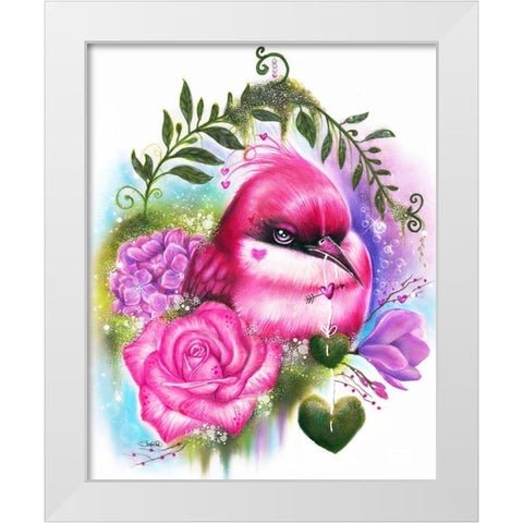 Be Mine - Love Birds White Modern Wood Framed Art Print by Sheena Pike Art
