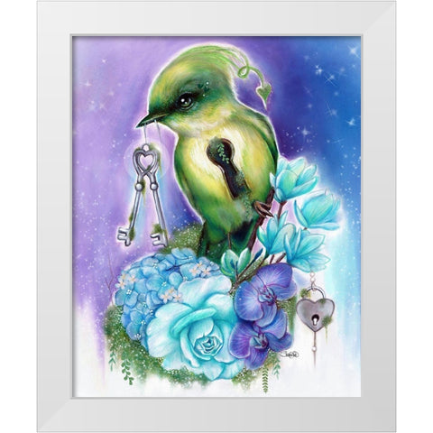 You Hold the Key Love Birds Collection White Modern Wood Framed Art Print by Sheena Pike Art