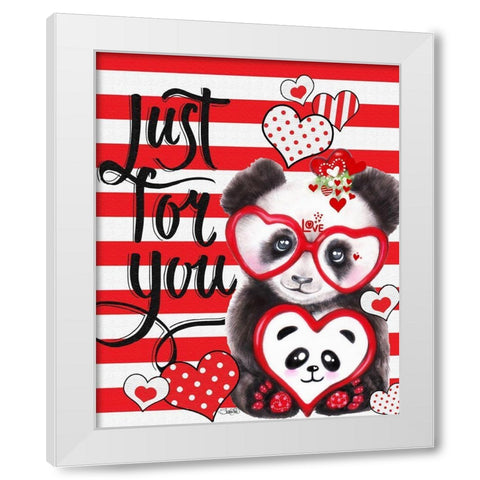 Panda Valentine White Modern Wood Framed Art Print by Sheena Pike Art