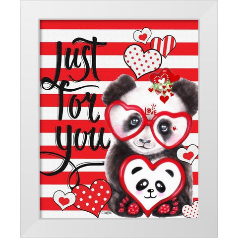 Panda Valentine White Modern Wood Framed Art Print by Sheena Pike Art