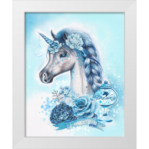 Dreamer Unicorn White Modern Wood Framed Art Print by Sheena Pike Art