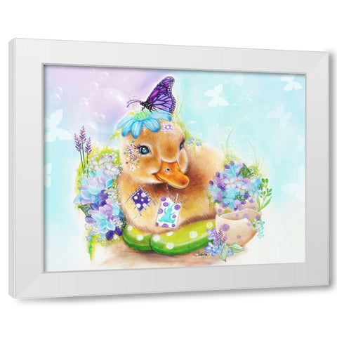 Spring Duckling White Modern Wood Framed Art Print by Sheena Pike Art