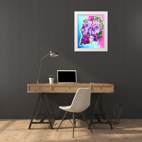 Still Together Love Birds White Modern Wood Framed Art Print by Sheena Pike Art