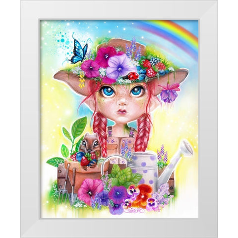 Gracie the Gardener MunchkinZ Elf White Modern Wood Framed Art Print by Sheena Pike Art