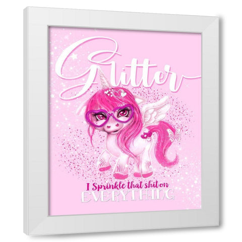 Glitter Everything Unicorn  White Modern Wood Framed Art Print by Sheena Pike Art