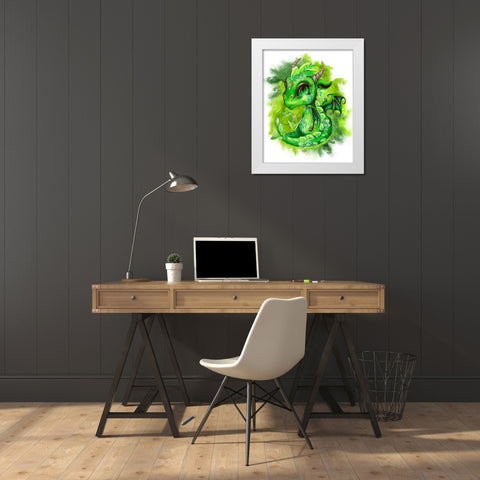 Lil DragonZ Element Series Earth White Modern Wood Framed Art Print by Sheena Pike Art