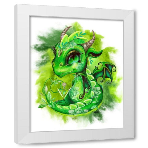 Lil DragonZ Element Series Earth White Modern Wood Framed Art Print by Sheena Pike Art