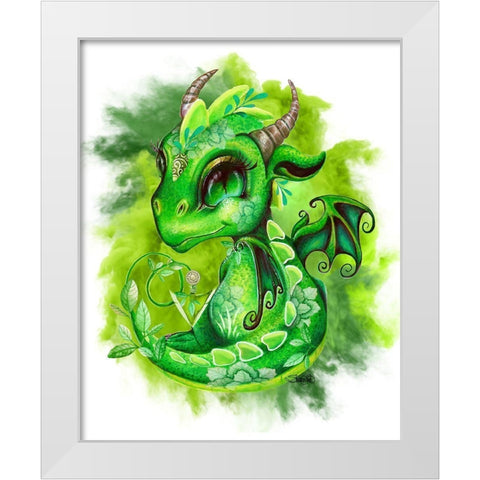 Lil DragonZ Element Series Earth White Modern Wood Framed Art Print by Sheena Pike Art