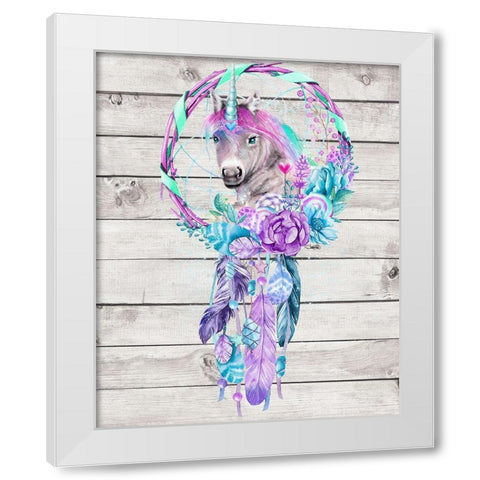 Unicorn Dream Catcher White Modern Wood Framed Art Print by Sheena Pike Art