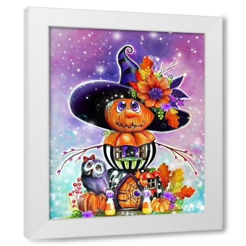 Jack O Man Halloween House White Modern Wood Framed Art Print by Sheena Pike Art