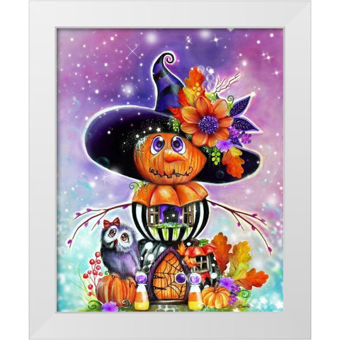 Jack O Man Halloween House White Modern Wood Framed Art Print by Sheena Pike Art