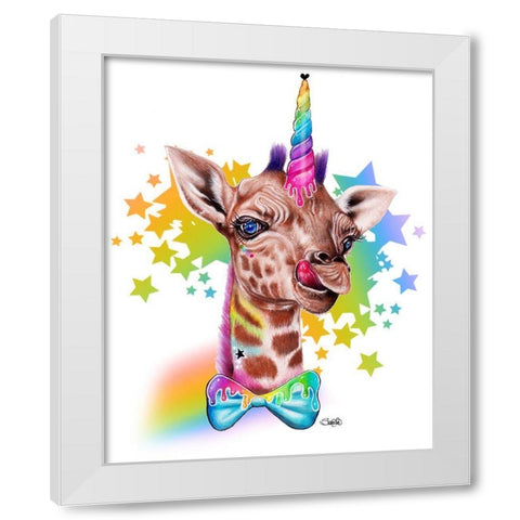 GiraffiCorn White Modern Wood Framed Art Print by Sheena Pike Art