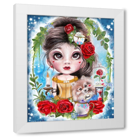 A Beauty and her Beast  White Modern Wood Framed Art Print by Sheena Pike Art