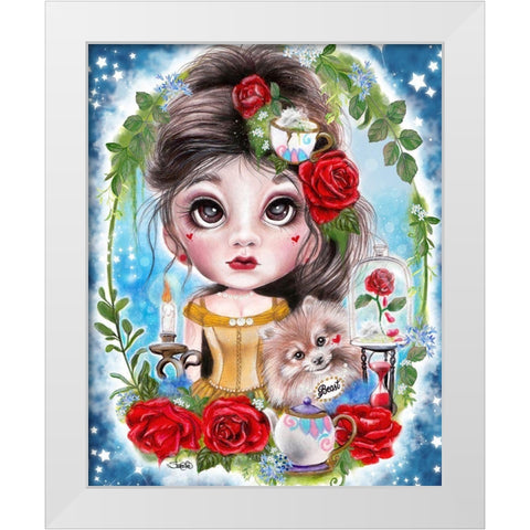 A Beauty and her Beast  White Modern Wood Framed Art Print by Sheena Pike Art