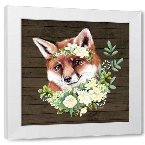Farmhouse Fox White Modern Wood Framed Art Print by Sheena Pike Art