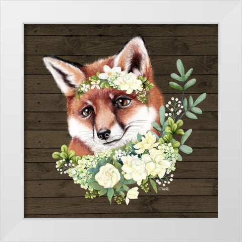 Farmhouse Fox White Modern Wood Framed Art Print by Sheena Pike Art