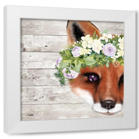 Peek a Boo Sweet Fox White Modern Wood Framed Art Print by Sheena Pike Art