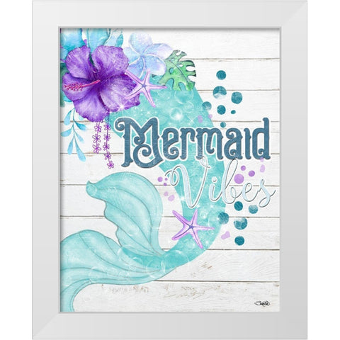 Mermaid Vibes White Modern Wood Framed Art Print by Sheena Pike Art