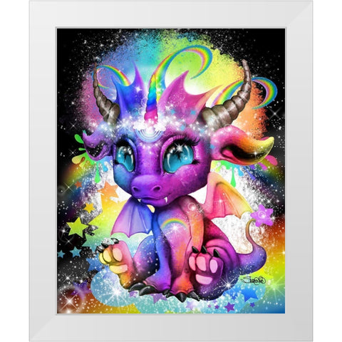 Rainbowcorn - Lil DragonZ White Modern Wood Framed Art Print by Sheena Pike Art