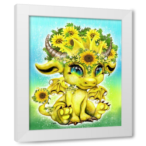 Sunflower - Lil DragonZ White Modern Wood Framed Art Print by Sheena Pike Art
