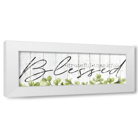Grateful Thankful Blessed White Modern Wood Framed Art Print by Sheena Pike Art