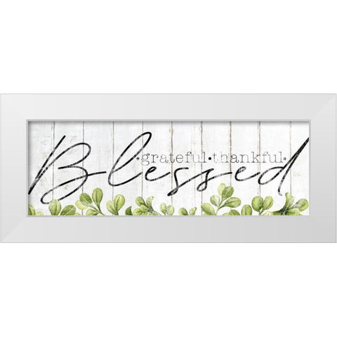 Grateful Thankful Blessed White Modern Wood Framed Art Print by Sheena Pike Art